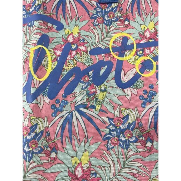 Talbots Tropical Print Logo Tote Bag Pink Periwinkle Beach Pool Shopping NWT - Picture 8 of 8